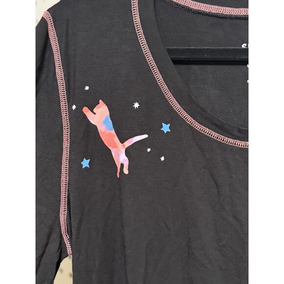 Torrid Size 0 - Size Large Long Sleeve Galaxy Cats Black Super Soft Shirt - Picture 5 of 7